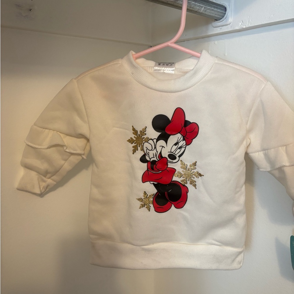 NWT 18 Month Old Minnie Mouse Christmas Sweatshirt with Ruffles by Disney